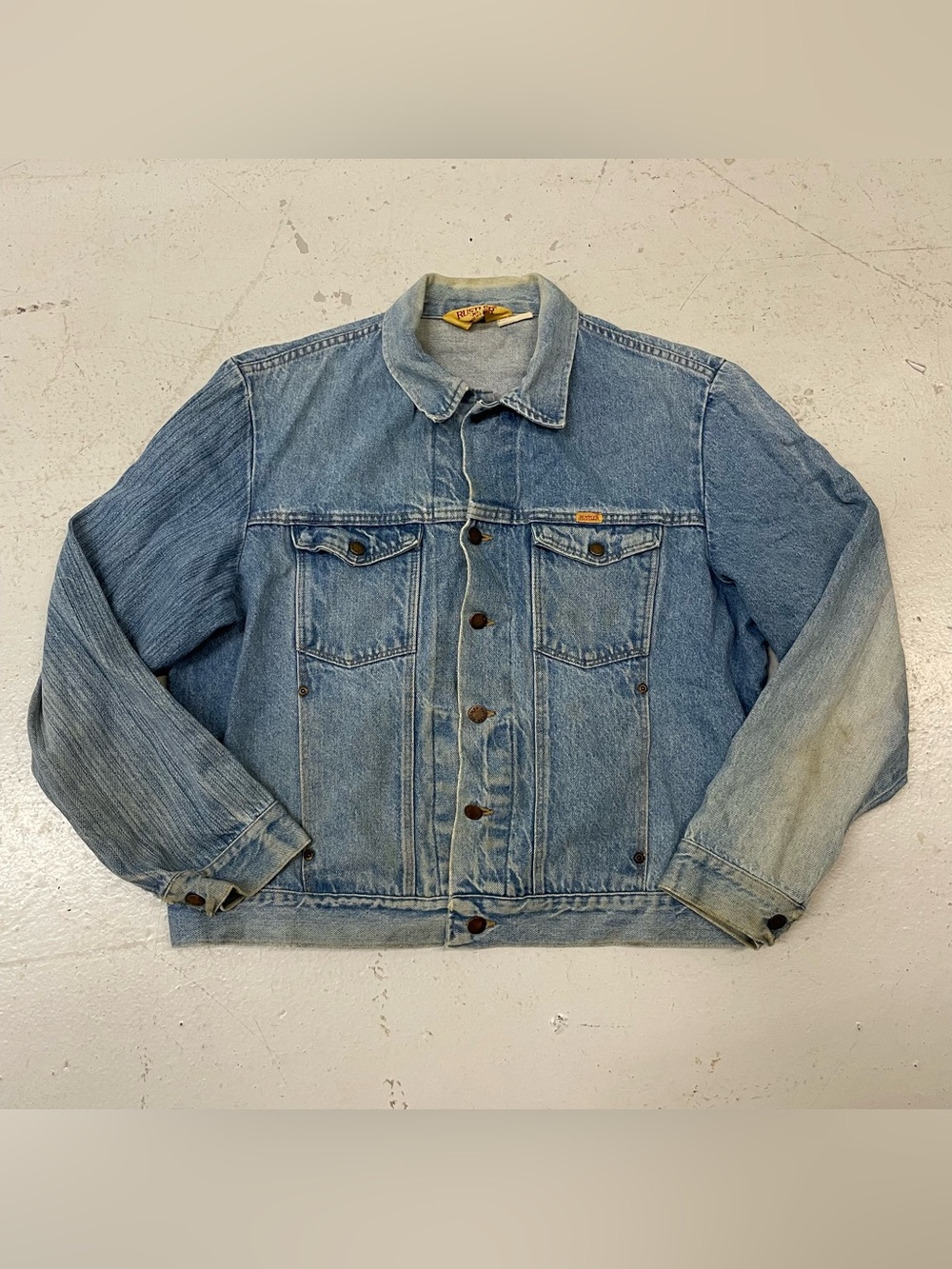Vintage 90s Western Jean Jacket Denim Rustler Unisex Retro Fall Size Large